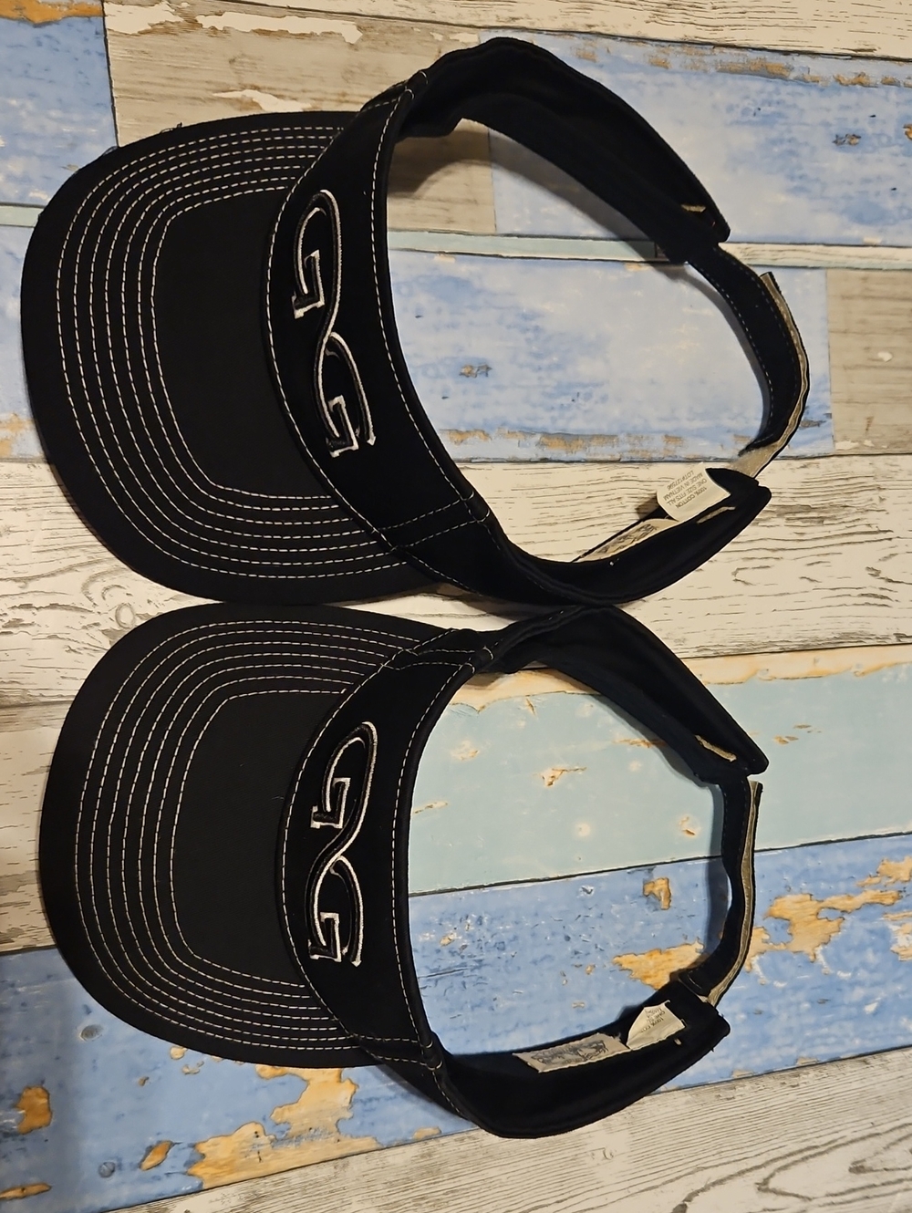 2 -Game Guard Visors Logo  Black Velcro Strap 100% Cotton Adjustable OSFM